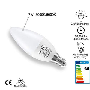 BRTLX Lampadina LED E14 a Candela, 7W equivalenti a 7W, Bianca Calda(3000k) - Ilgrandebazar