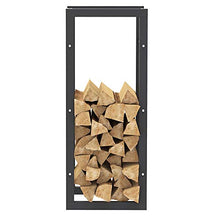 Carica l'immagine nel visualizzatore di Gallery, Portalegna Verticale Supporto Scaffale Rettangolare in Metallo Porta Legna da Interno Esterno Legnaia Casa Giardino per Camino Caminetto Stufa Design Moderno (100 x 25 x 40 cm)
