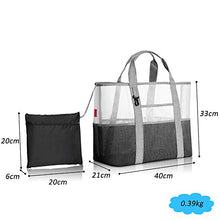 Carica l&#39;immagine nel visualizzatore di Gallery, YOOFAN Borsa da Spiaggia-Borsa Grande a Rete Spiaggia - M, Grigio