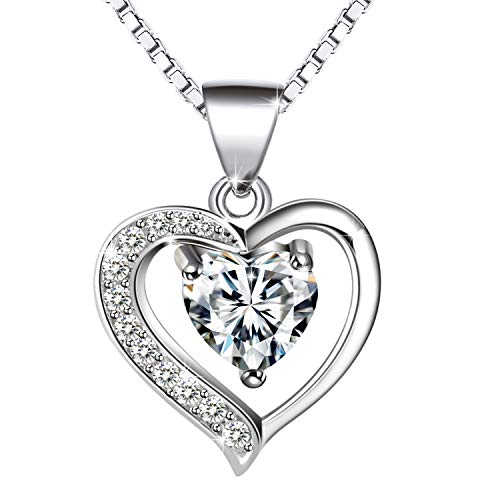Amilril Collana con Ciondolo Cuore Donna, Argento Sterling 925 5A... - Ilgrandebazar