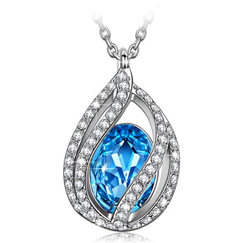 Kami Idea Collana, Chiaro di Luna, Placcato in Platino, Cristallo Blu Collana - Ilgrandebazar