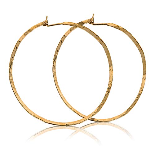 Orecchini a cerchio martellati 14k oro riempito a grandi...