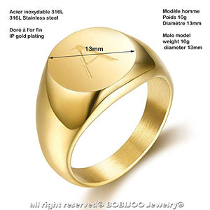 BOBIJOO JEWELRY - Anello Uomo Iniziali Incise sulla Y - Acciaio 316 - Oro - Ilgrandebazar