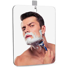 Carica l'immagine nel visualizzatore di Gallery, DFLLLO Specchio da barba per doccia, da viaggio, per doccia, da campeggio, per bambini, piccolo specchio senza cornice, 28 cm x 19 cm, con 1 gancio adesivo