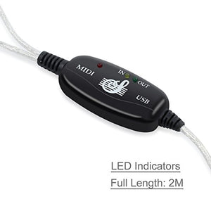 Neoteck Adattatore USB a MIDI 6Ft 2M Cavo Interfaccia a midi