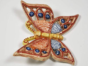 Farfalla media in ceramica traforata rossa e blu - Ilgrandebazar