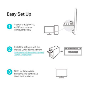 TP-Link Archer T2U Plus Alto Guadagno Adattatore USB Scheda di High Gain - Ilgrandebazar