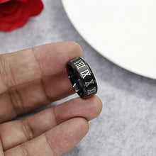 Carica l&#39;immagine nel visualizzatore di Gallery, BESTEEL Gioielli Acciaio Inossidabile Numeri Romani Anello Uomo Donna Nero,... - Ilgrandebazar