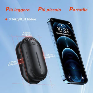 2 Pezzi Scaldamani Elettrico 6000 mAh,OUTJUT Scaldamani Ricaricabile Portatile con 3 Livelli di Riscaldamento Fino a 55 ℃ Scaldamani USB a Ricarica Rapida per Caccia, Golf, Campeggio, Tenere al caldo