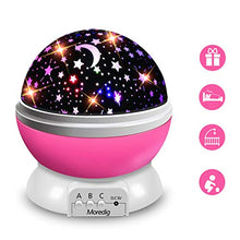 Carica l&#39;immagine nel visualizzatore di Gallery, Moredig - Lampada Proiettore Stelle Bambini, Luce Notturna Bambini con 8 Rosa
