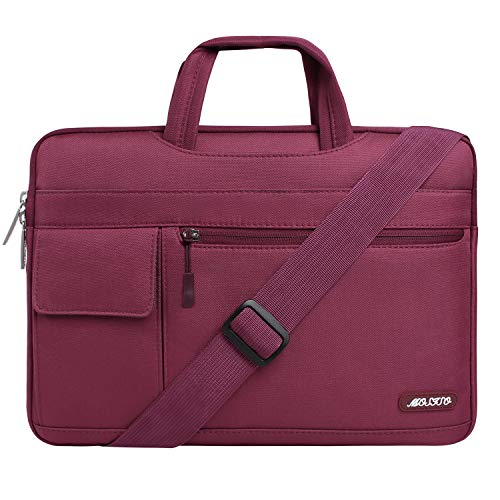 MOSISO Laptop Borsa a Tracolla Compatibile con 2019 15-16 Pollici, Vino Rosso