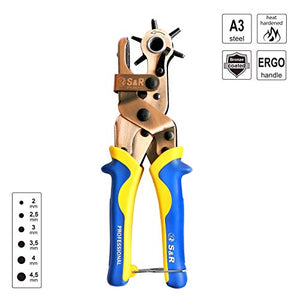 S&R Fustellatrice Buca Cinture Fori Tondi per Cuoio, Pelle, Tela, Tessuti. 6...