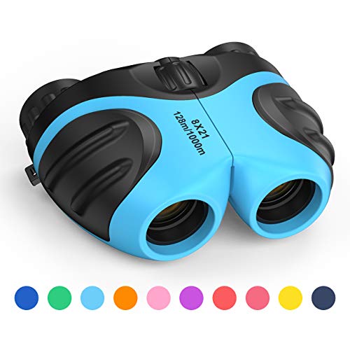 Teaisiy 8x21 Compatto Binocolo per Bambini -Giocattoli & Regalo Azzurro