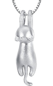 ANEWISH Donna Collana Gatto Pendente s925 Argento Sterling, 45cm - Ilgrandebazar