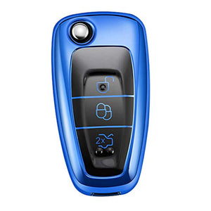 Cover protettiva per chiave in TPU con 3 pulsanti, compatibile Ford Blu
