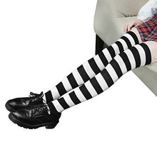 Carica l&#39;immagine nel visualizzatore di Gallery, HBF Calze Donna a Righe al Ginocchio Cosplay Lunghe Nero&amp;bianco - Ilgrandebazar