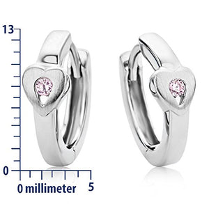 Miore Orecchino per Bambina Cerchio Argento 925 Cuore - Ilgrandebazar