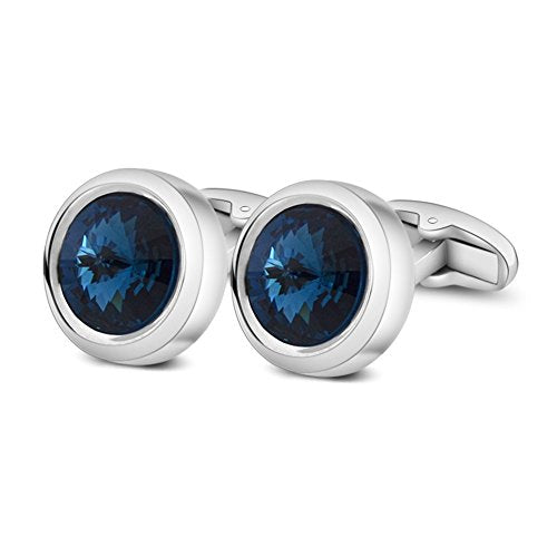 MERIT OCEAN Uomo Stile Elegante Cuff Link Super Brillante Cristallo Blu - Ilgrandebazar
