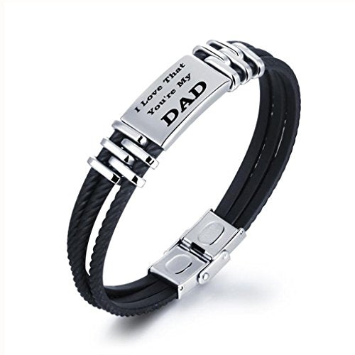Gkmamrg Padre Tags Regalo da Uomo, Bracciale con Dad Silicone Bracciali 21cm