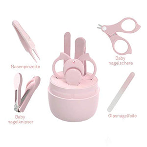 Set Manicure per Neonato, Kit Unghie Neonati 4-in-1 Baby, con rosa