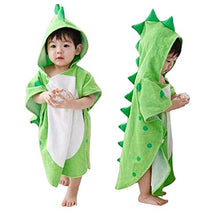 Carica l'immagine nel visualizzatore di Gallery, SYWAN Accappatoio da Spiaggia per Bambini con Cappuccio e Dinosauro in Green
