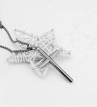 Carica l&#39;immagine nel visualizzatore di Gallery, Collana con ciondolo a forma di croce in oro bianco, unisex, solida... - Ilgrandebazar