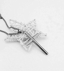 Collana con ciondolo a forma di croce in oro bianco, unisex, solida... - Ilgrandebazar