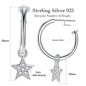 Lydreewam Orecchini Cerchio Donna Argento Sterling 925 Stella/Luna Stella - Ilgrandebazar