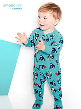 Carica l'immagine nel visualizzatore di Gallery, Simple Joys by Carter's Pigiama con Piede in Pile Ignifugo Ampio Bambino, Pacco da 3, Blu Chiaro Righe/Blu Turchese Gorilla/Grigio Scuro Mostro Camion, 3 anni
