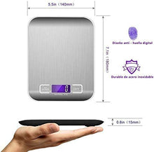 Carica l&#39;immagine nel visualizzatore di Gallery, Bilancia da Cucina Smart Digitale con Funzione Tare,5kg/11 lbs Acciaio Inox Bilancia Elettronica per la Casa e la Cucina con 5 Measuring Units e Precisione 1g,Bianca,(2 Batteries Incluse)