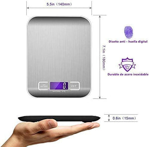 Bilancia da Cucina Smart Digitale con Funzione Tare,5kg/11 lbs Acciaio Inox Bilancia Elettronica per la Casa e la Cucina con 5 Measuring Units e Precisione 1g,Bianca,(2 Batteries Incluse)