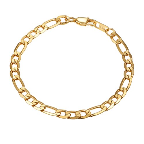 PROSTEEL Uomo Bracciale Catena Figaro Semplice in Acciaio 6 Mm - Oro - Ilgrandebazar