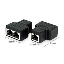 Carica l'immagine nel visualizzatore di Gallery, COVVY RJ45 Connettore Femmina Splitter Rete Adattatore 1Pcs, black - Ilgrandebazar