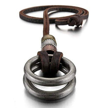 Carica l&#39;immagine nel visualizzatore di Gallery, Mendino Ciondolo da uomo a doppio cerchio in lega d&#39;argento con collana in... - Ilgrandebazar