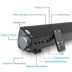 VersionTECH. Soundbar 2.0 Canali, Altoparlante Hi-Fi Suono Surround 3D,...