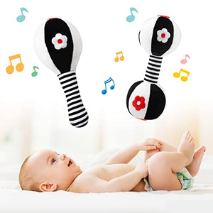 Kulveanju Spirale Passeggino Neonato Giochi 0-3 Mesi, Neonato Accessori Utili, Sonaglio Giochi Passeggino Con Musicali, Regali Per Neonati Per Bambini Da 6 A 12 Mesi, Peluche Volpe Bianco E Nero