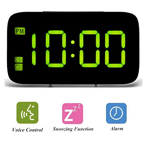 ALLOMN Sveglia Digitale, Controllo Vocale Orologio da Viaggio Verde - Ilgrandebazar