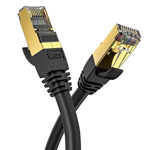 Veetop Cavo Ethernet LAN Cat 8 RJ45 per Rete Alta velocità 40 Gbps / 1m nero
