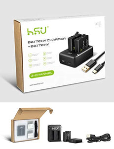 HSU - Batteria e caricatore doppio compatibile per Gopro Hero Per 5 6 7