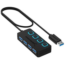 Carica l'immagine nel visualizzatore di Gallery, Sabrent a 4 porte Hub USB 3.0 con interruttori di alimentazione individuali...