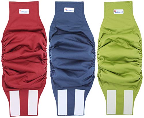 Petsweare - Pannolini per XX - Large, blu navy, marrone castano, verde oliva