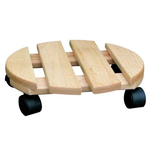 Carrello porta vaso, su ruote, in legno massiccio, rotondo, capacità di... - Ilgrandebazar