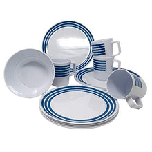 Carica l'immagine nel visualizzatore di Gallery, Set di stoviglie da campeggio in melammina, per 4 persone, 16 pezzi, a righe...