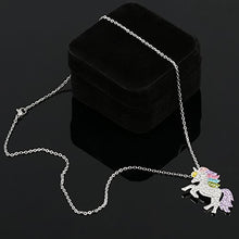 Carica l'immagine nel visualizzatore di Gallery, Naler Collana pendente con unicorno, Ciondolo ciondolo in argento con... - Ilgrandebazar
