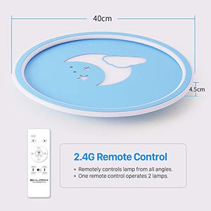 Plafoniera Led Moderna Dimmerabile con Telecomando, Lampada Soffitto 36W Blu