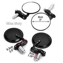 Carica l&#39;immagine nel visualizzatore di Gallery, Rotondi Moto Specchietti Retrovisori Laterali 7/8&#39;&#39; 22mm Specchio di #2-Nero - Ilgrandebazar