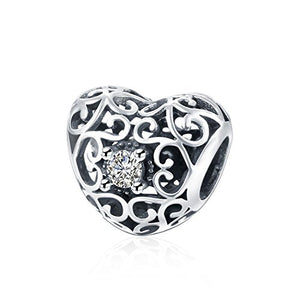 HMILYDYK, charm a forma di cuore in argento sterling con cristalli Swarovski... - Ilgrandebazar