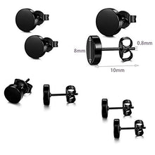 Carica l&#39;immagine nel visualizzatore di Gallery, 4 Paia di Orecchini in Acciaio Inossidabile per Uomo Donne Cerchio Nero - Ilgrandebazar