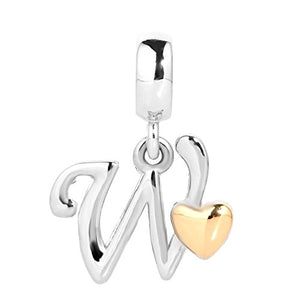 Uniqueen - Ciondolo per braccialetti a forma di lettera (A-Z) con cuoricino... - Ilgrandebazar