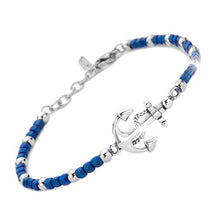 Carica l&#39;immagine nel visualizzatore di Gallery, SAGA GIOIELLI BRACCIALE UOMO ANCORA ACCIAIO (BLU)